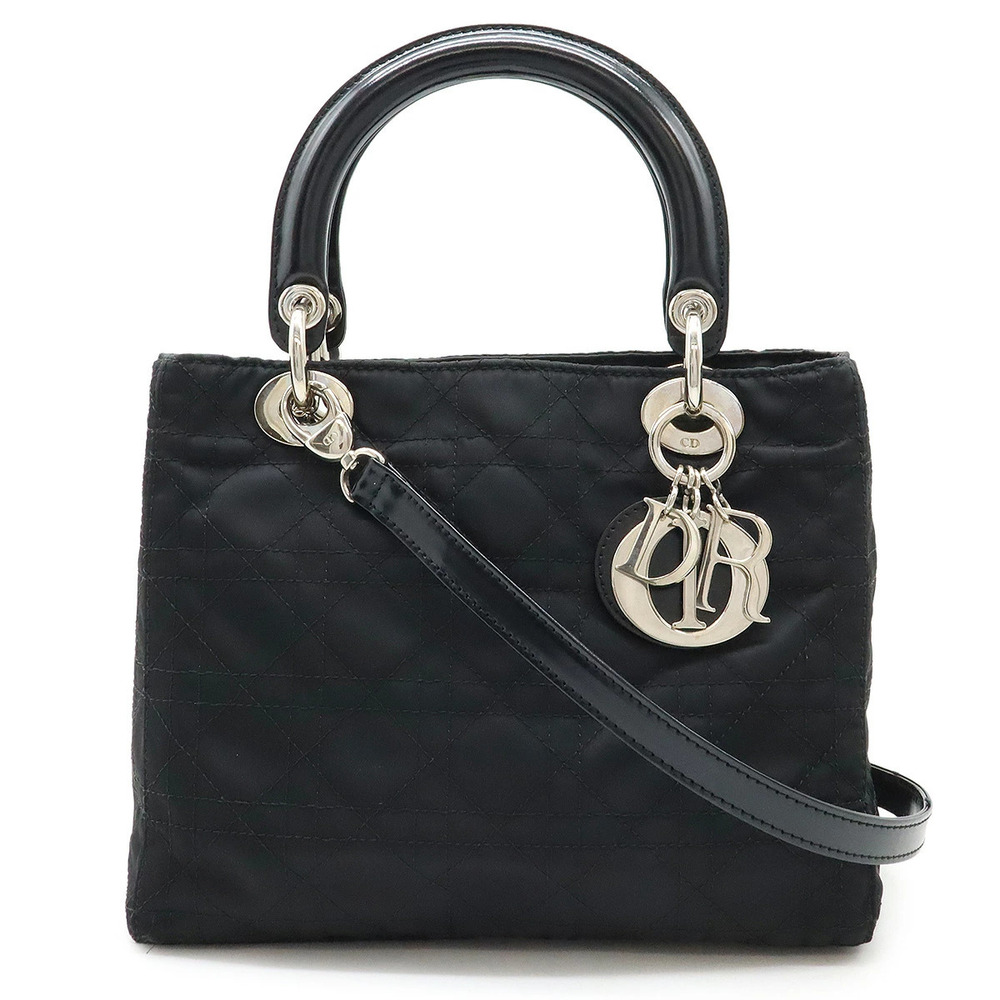 Christian Dior Lady Cannage Handbag Tote Bag Black